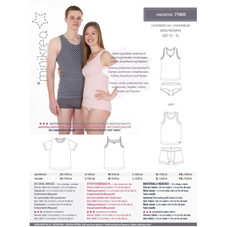 Undertøj mænd/kvinder minikrea snitmønster 77405