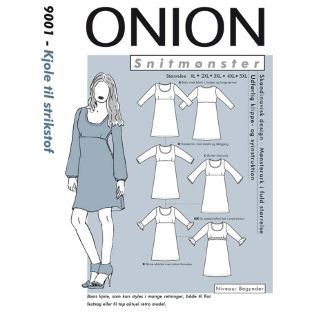 Kjole til strikstof Onion snitmønster Plusmode