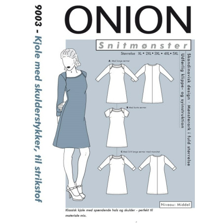 Kjole m/skulderstykker Onion snitmønster plusmode