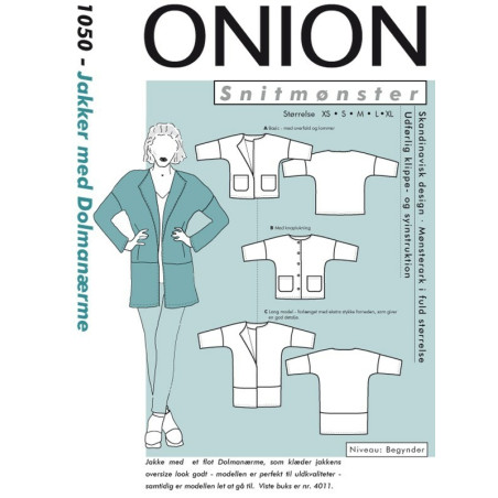 Jakke m/ Dolmanærmer Onion snitmønster 1050