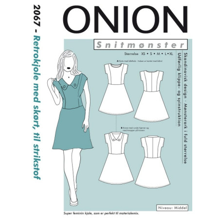 Retro kjole m/skørt  Onion snitmønster