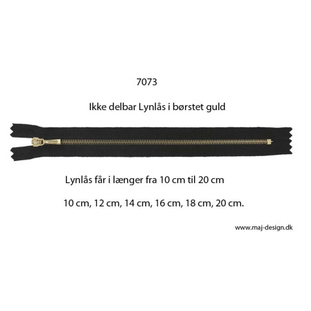 Metal lynlås børstet guld 