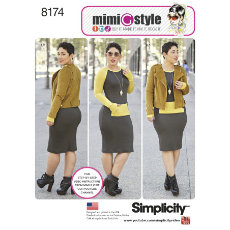 Kjole og jakke MiniGstyle også plusmode Simplicity  snitmønster 8174