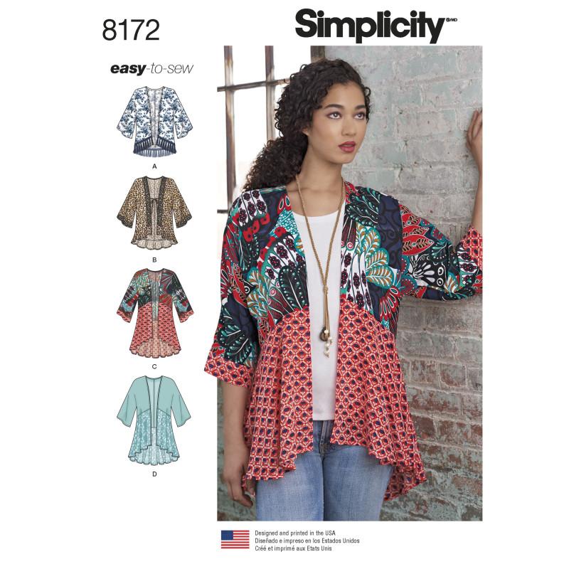 Kort kimono Simplicity snitmønster 8172