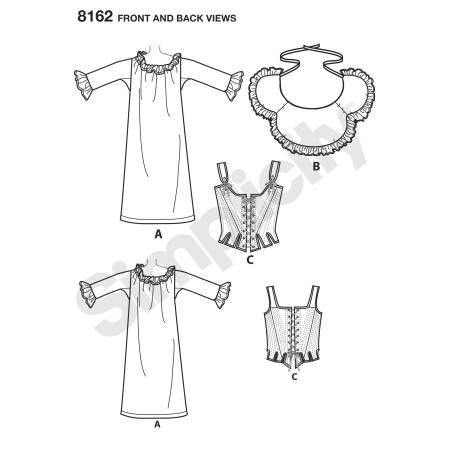 1800´tals undertøj kostume voksen Simplicity snitmønster 8162