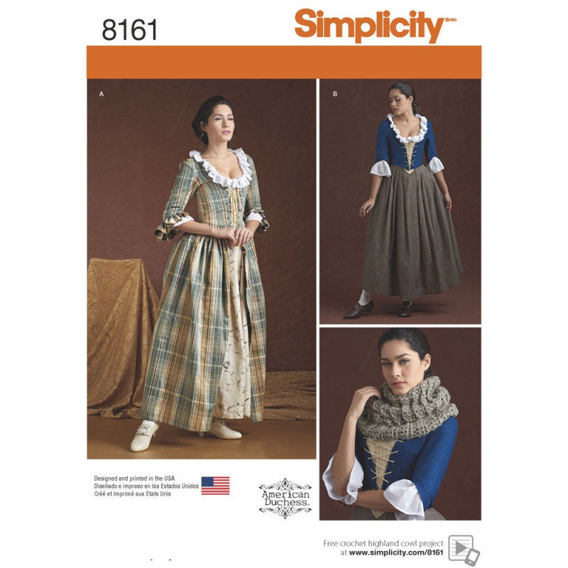 1800´tals kjole kostume voksen Simplicity snitmønster 8161