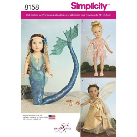 Dukke kostume havfrue Simplicity snitmønster 8158