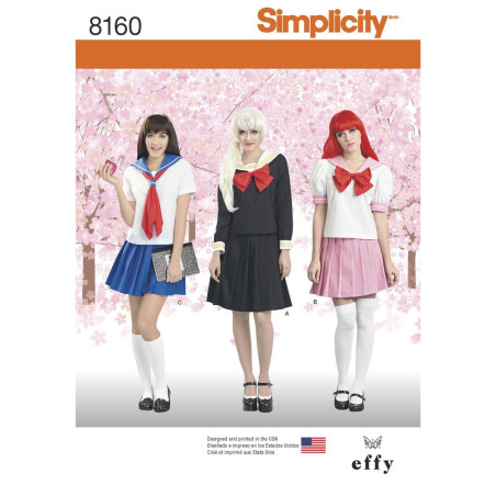 Skolepige kostume voksen Simplicity snitmønster 8160