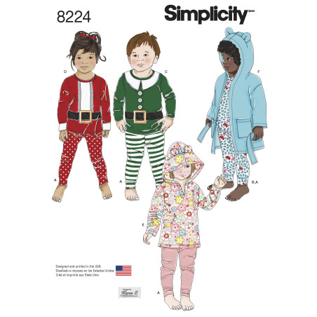 Børnetøj hættetrøje m/øer og badekåbe  Simplicity snitmønster 8224