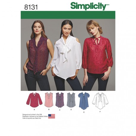 Skjorte m/åben skulder Simplicity snitmønster 8131