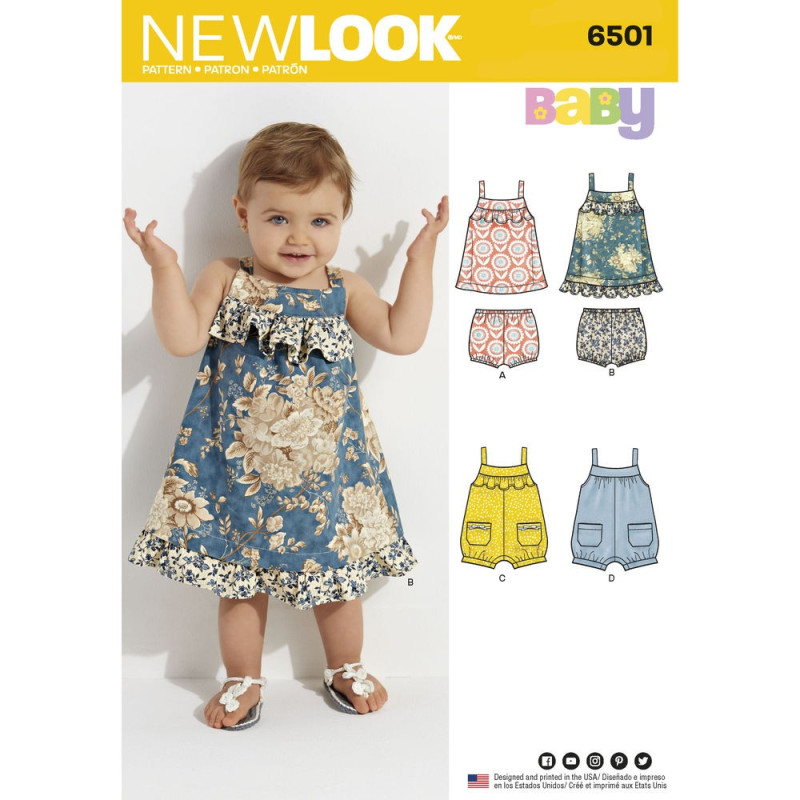 Babykjole, bukser og dragt snitmønster New look 6501 Babykjole, bukser og dragt snitmønster New look 6501