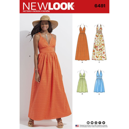 Maxikjole m/halterneck snitmønster New look 6491