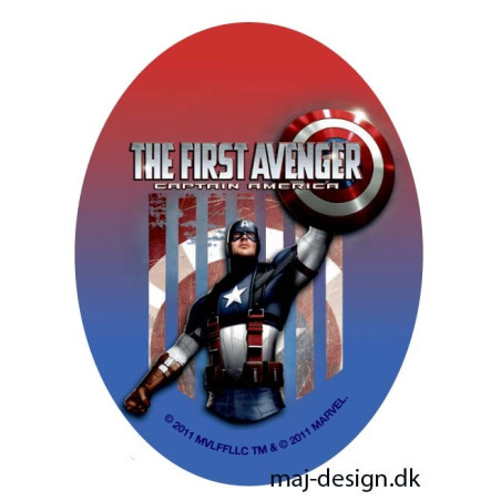 Captain America  Printet strygelap oval  11x8 cm