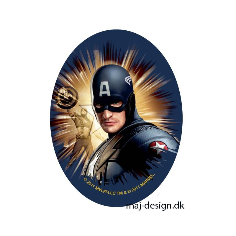 Captain America  Printet strygelap oval  11x8 cm