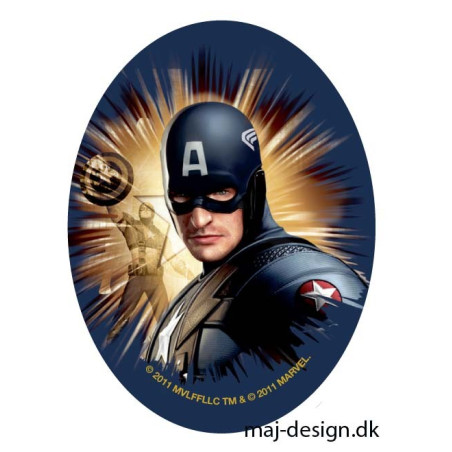 Captain America  Printet strygelap oval  11x8 cm