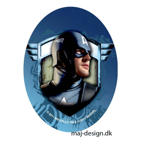 Captain America  Printet strygelap oval  11x8 cm
