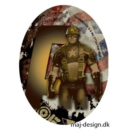 Captain America  Printet strygelap oval  11x8 cm