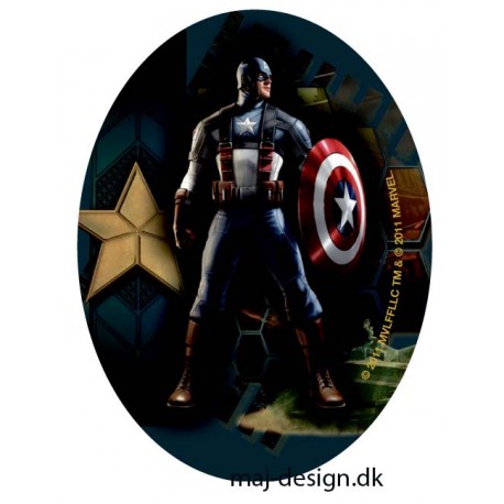 Captain America Printet strygelap oval 11x8 cm
