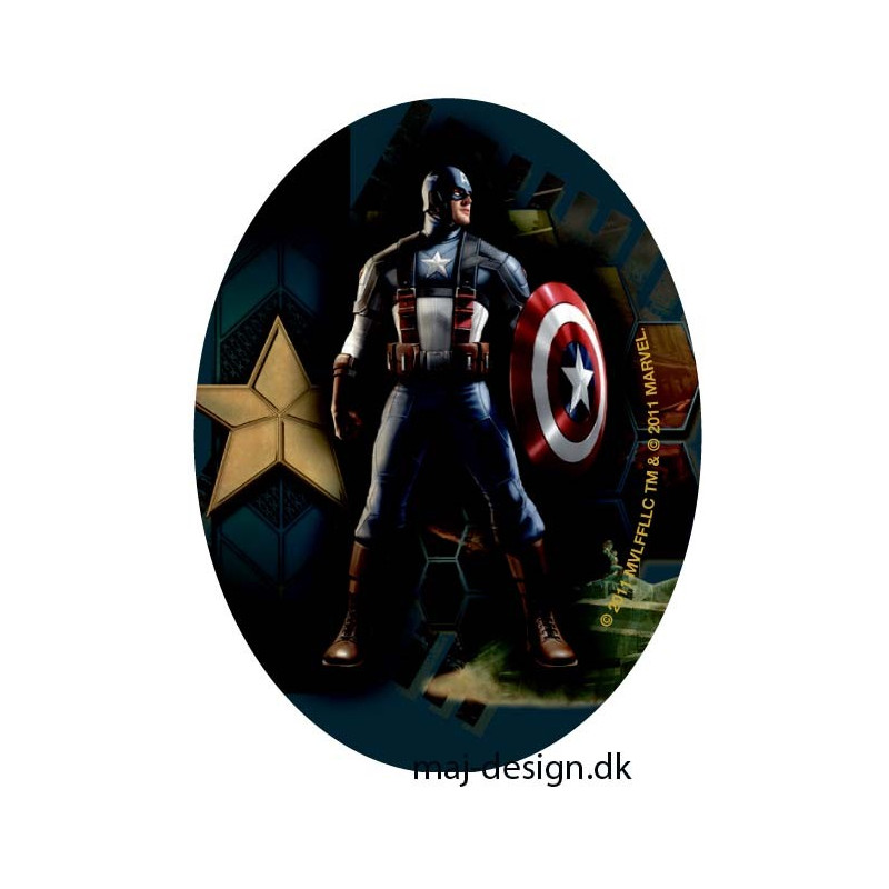 Captain America Printet strygelap oval 11x8 cm Captain America Printet strygelap oval 11x8 cm