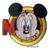 Broderet strygemærke Mickey Mouse m/bogstav Ø 7 cm