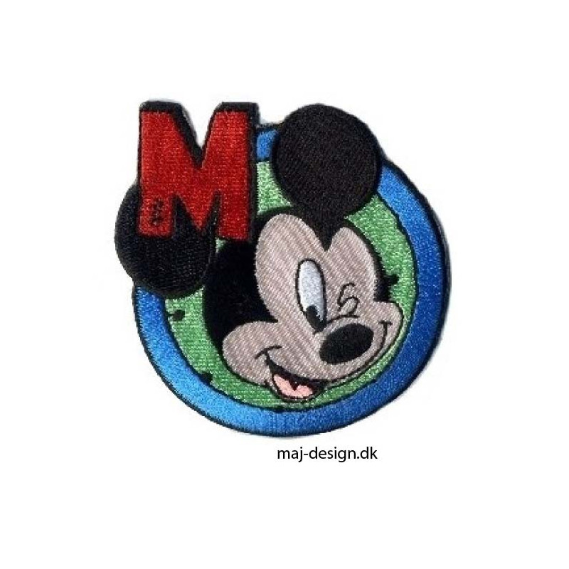 Broderet strygemærke Micket Mouse Ø 7,5 cm Broderet strygemærke Micket Mouse Ø 7,5 cm