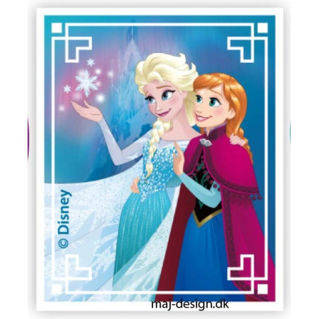 Anna & Elsa Printet strygmærke 7,5x6 cm