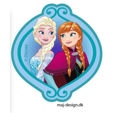 Anna & Elsa Printet strygemærke 7x6,5 cm