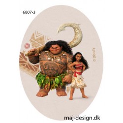 Vaiana & Maui printet strygelap oval 11x8 cm