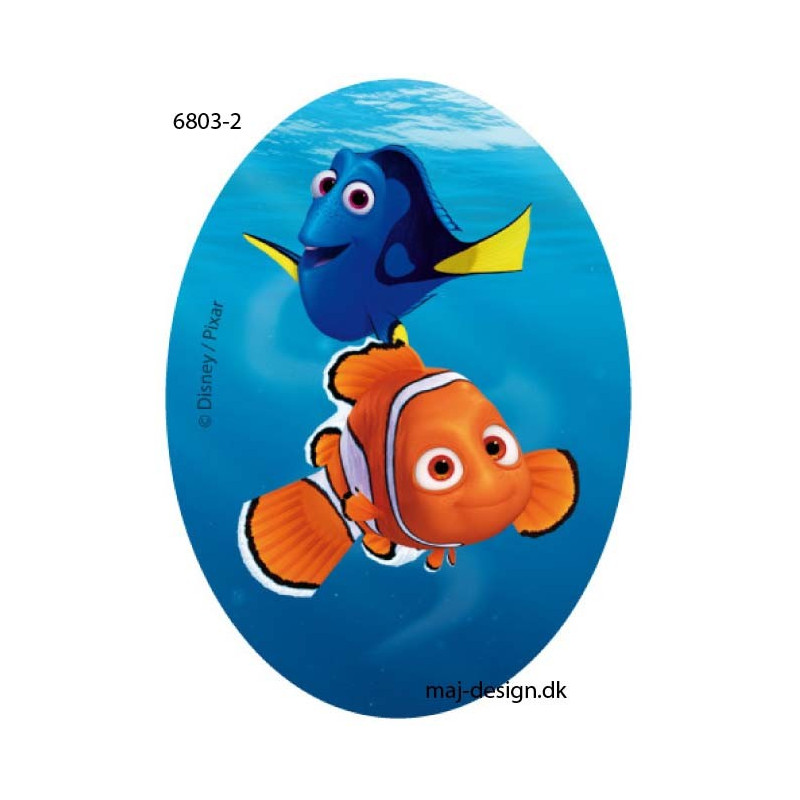 Dory & Nemo Printet strygelap oval 11x8 cm