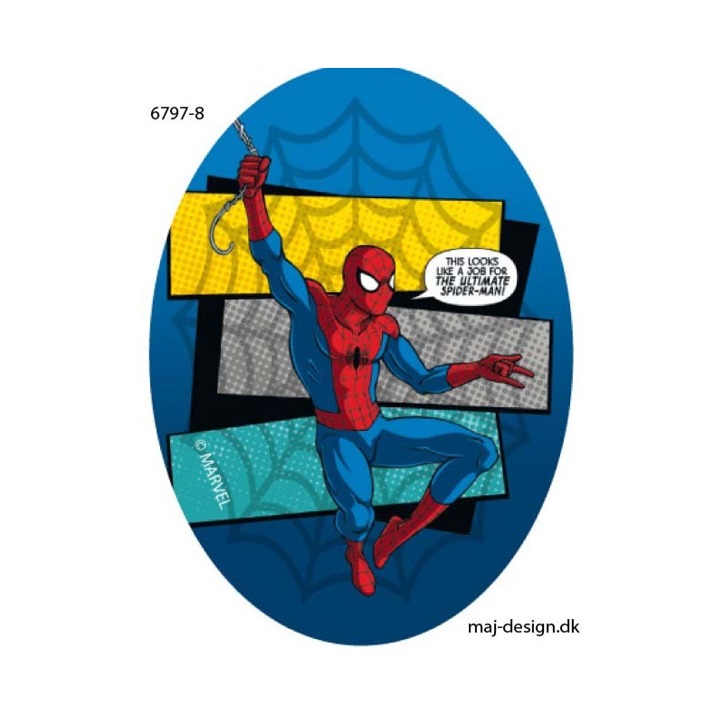 Spider-man printet strygelap oval 11x8 cm