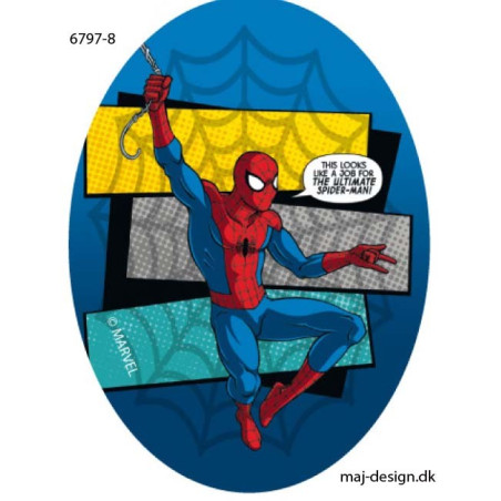 Spider-man printet strygelap oval 11x8 cm