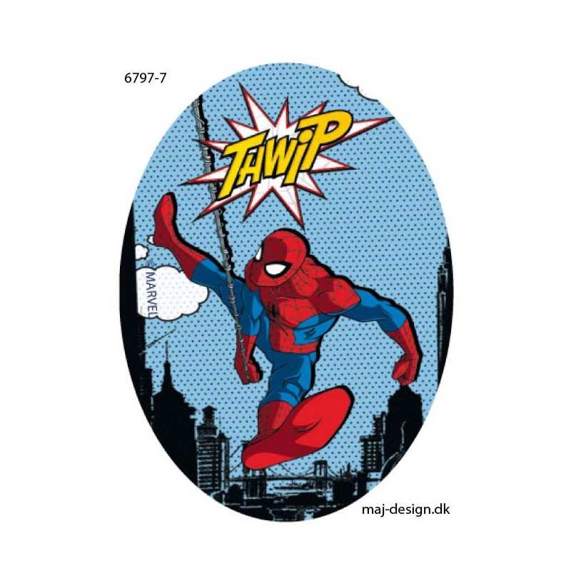 Spider-man printet strygelap oval 11x8 cm