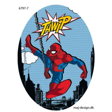Spider-man printet strygelap oval 11x8 cm