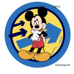 Mickey Mous m/pile printet strygemærke Ø 7,5 cm