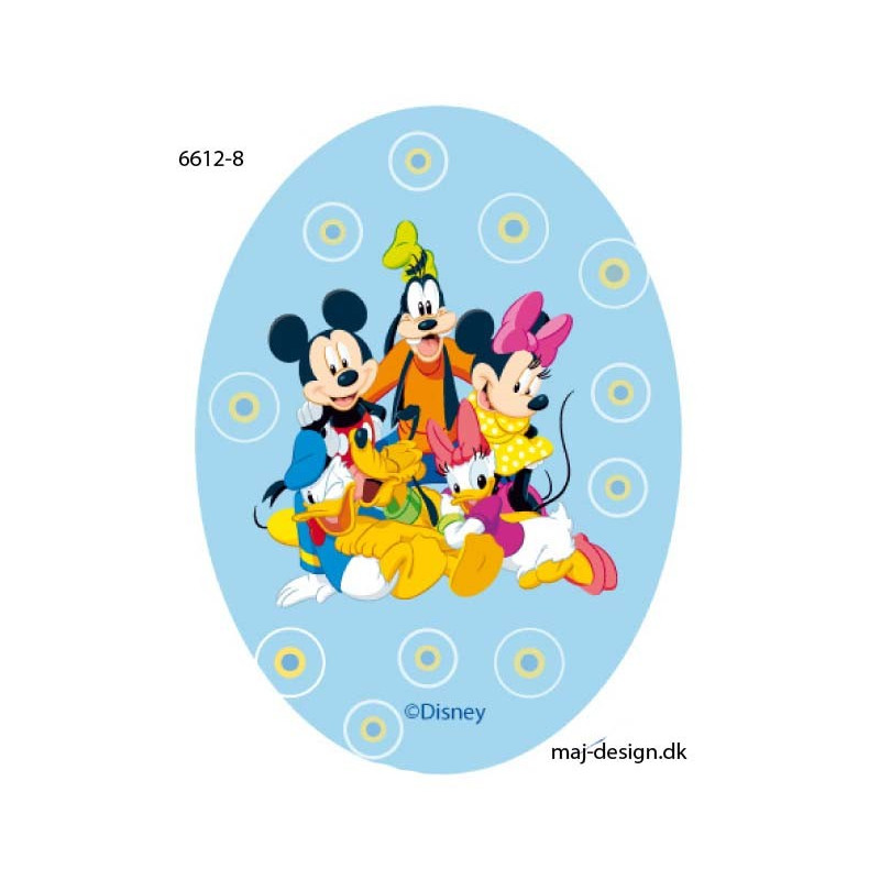 Mickey Mouse & Co printet strygelap oval 11x8 cm