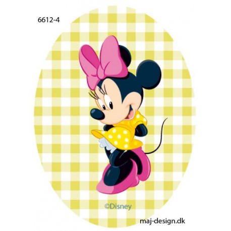 Minnie printet strygelap oval Disney mærke 11x8 cm