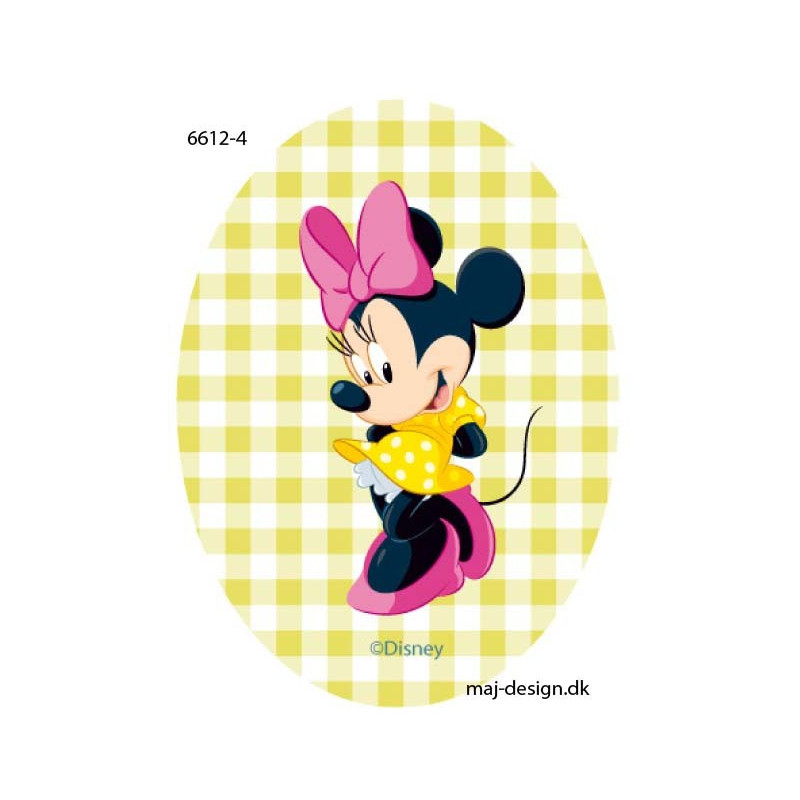 Minnie printet strygelap oval Disney mærke 11x8 cm