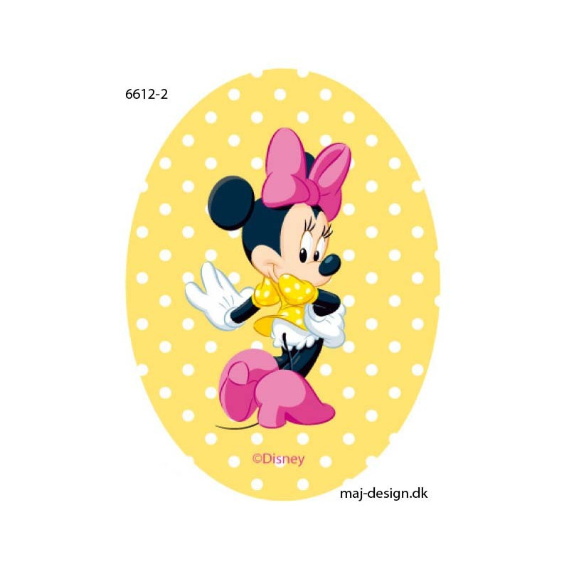 Minnie printet strygelap oval  Disney mærke 11x8 cm