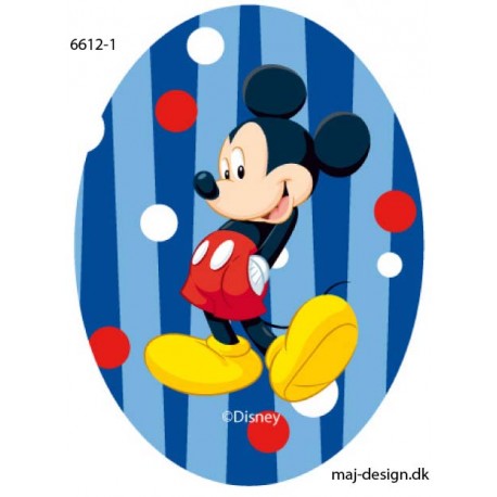 Mickey Printet strygelap Disney mærke oval 11x8 cm