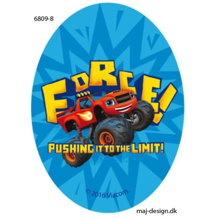 Blaze Monster Machines printet strygelap  oval 11x8 cm