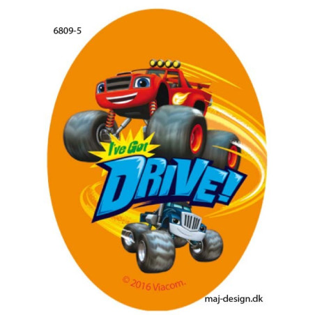 Blaze Monster Machines printet strygelap  oval 11x8 cm
