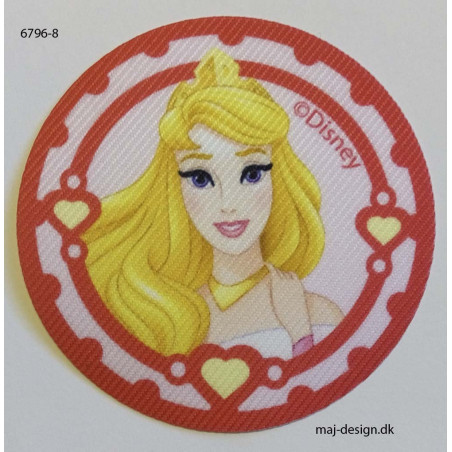 Tornerose Disney prinsesse printet strygemærke Ø 6,5 cm