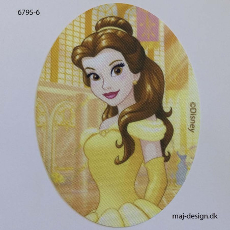 Belle Disney prinsesse  Printet strygelap oval 11x8 cm