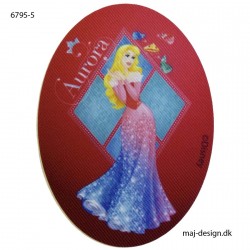 Tornerose Disney prinsesse printet strygelap oval 11x8 cm