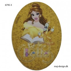 Belle Disney prinsesse Printet strygelap oval 11x8 cm