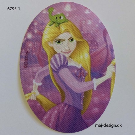 Rapunzel Disney prinsesse printet strygelap oval 11x8 cm