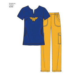 Scrub arbejdstøj bluse, bukser og tørklæde  snitmønster 8266 easy