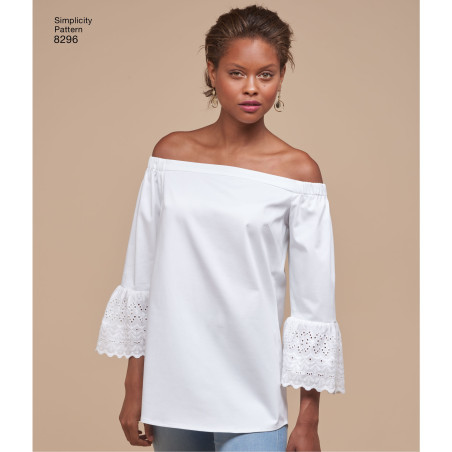 Sommerkjolr og tunika m/åbne skuldre også plusmode snitmønster 8296