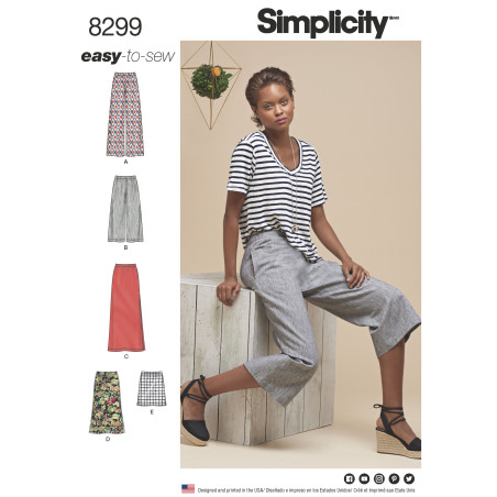Bukser og nederdel  m/slids Simplicity snitmønster 8299 easy