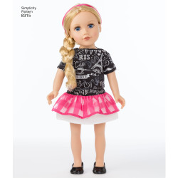 Dukketøj til  45,5 cm dukke snitmønster 8315 Simplicity